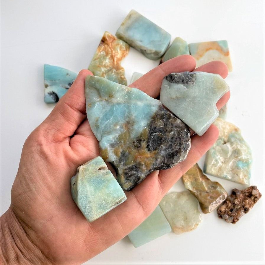 Polished Slabs - Amazonite - 500g(15-25)pc Polished Slabs - Amazonite - 500g(15-25)pc